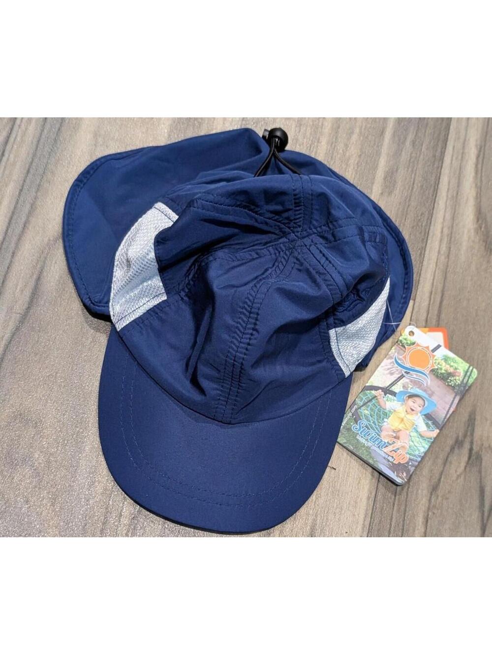 SwimZip Navy Blue Swim Cap with Adjustable Drawstring 0-6 MO